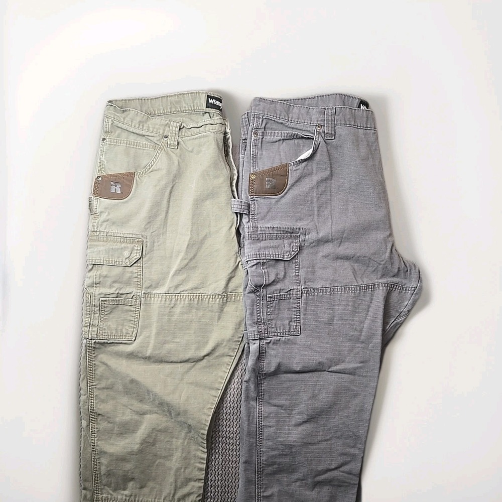 LOT Wrangler Riggs Dickies Work Carpenter Pants 42x34 Khaki Tan Gray